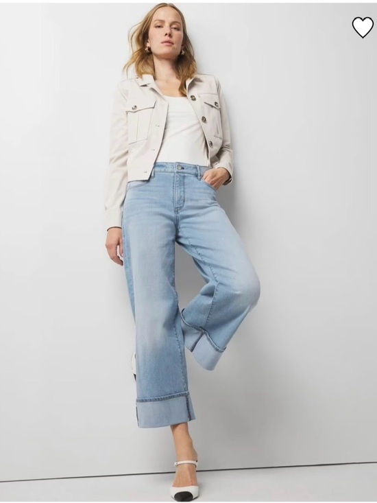 White House Black Market Denim - White House Black Market Light Blue Wide Crop Jeans with Cuffed Hem